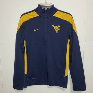 Nike Mens 1/4 Zip Pullover Sz XS WVU West Virginia Mountaineers Navy Yellow EUC